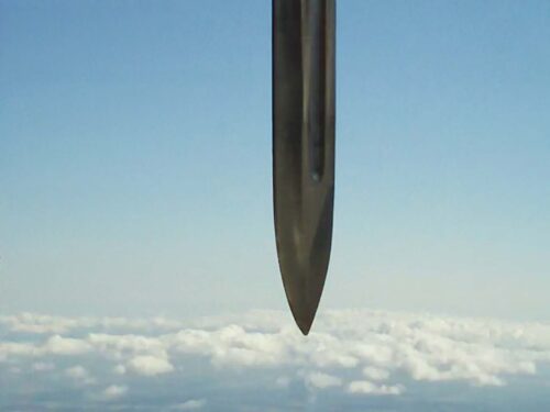 Between My Head And The Sky HDV video, 1:36, by sema, Registration of a knife in free fall. comissioned by MTV and MOMA PS1